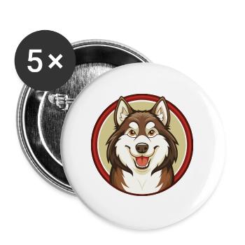 Husky Dog Colorful Kawaii Cartoon Character Pet - Buttons large 2.2''/56 mm (5-pack) - white - Front