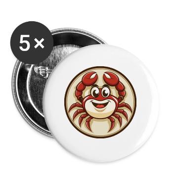 Krabbe Bunt Kawaii Cartoon Figur Clipart Haustier - Buttons groß 56 mm (5er Pack) - Weiß - Vorne