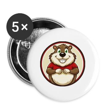 Groundhog Colorful Kawaii Cartoon Character Pet - Buttons large 2.2''/56 mm (5-pack) - white - Front