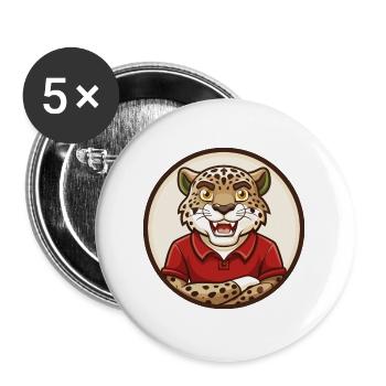 Jaguar Bunte Kawaii Cartoon Figur Clipart - Buttons groß 56 mm (5er Pack) - Weiß - Vorne