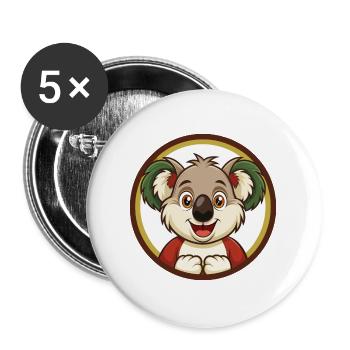 Koala Bunte Kawaii Cartoon Figur Clipart - Buttons groß 56 mm (5er Pack) - Weiß - Vorne