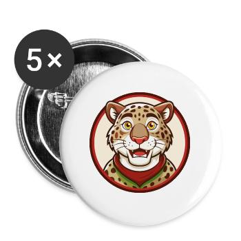 Leopard Colorful Kawaii Cartoon Character Clipart - Buttons large 2.2''/56 mm (5-pack) - white - Front