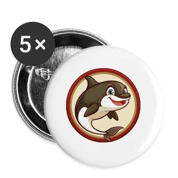 Orca Colorful Kawaii Cartoon Character Clipart Pet - Buttons large 2.2''/56 mm (5-pack) - white - Front