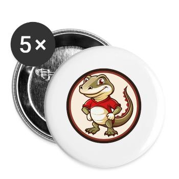 Lizard Colorful Kawaii Cartoon Character Clipart - Buttons large 2.2''/56 mm (5-pack) - white - Front