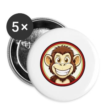 Monkey Colorful Kawaii Cartoon Character Clipart - Buttons large 2.2''/56 mm (5-pack) - white - Front