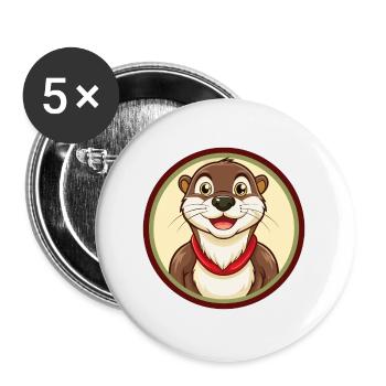 loutre coloré kawaii dessin animé personnage clipart - Lot de 5 grands badges (56 mm) - blanc - Devant