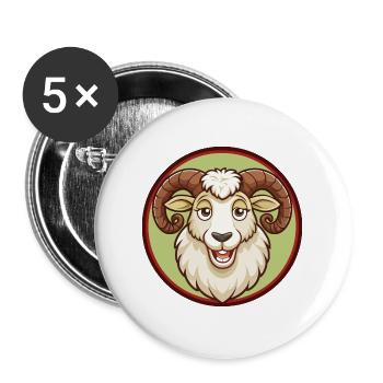 Ram Bunte Kawaii Cartoon Figur Clipart Haustier - Buttons groß 56 mm (5er Pack) - Weiß - Vorne