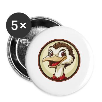 Strauß Bunte Kawaii Cartoon Figur Clipart - Buttons groß 56 mm (5er Pack) - Weiß - Vorne