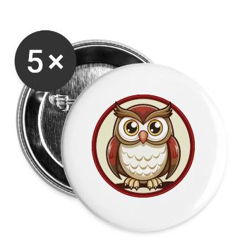 Owl Colorful Kawaii Cartoon Character Clipart Pet - Buttons large 2.2''/56 mm (5-pack) - white - Front