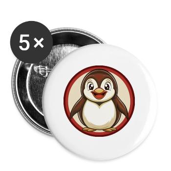 Pinguin Bunte Kawaii Cartoon Figur Clipart - Buttons groß 56 mm (5er Pack) - Weiß - Vorne