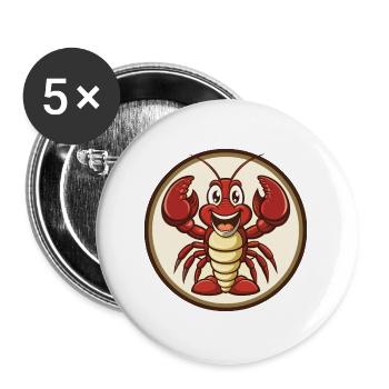 homard coloré kawaii personnage de dessin animé clipart - Lot de 5 grands badges (56 mm) - blanc - Devant