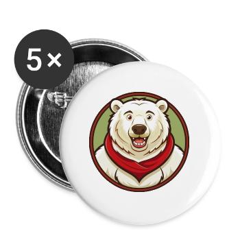 ours polaire coloré kawaii dessin animé personnage animal de compagnie - Lot de 5 grands badges (56 mm) - blanc - Devant