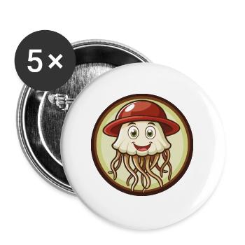 Méduse Coloré Kawaii Dessin Animé Personnage Animal de compagnie - Lot de 5 grands badges (56 mm) - blanc - Devant