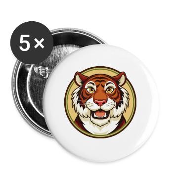 Tiger Colorful Kawaii Cartoon Character Clipart - Buttons large 2.2''/56 mm (5-pack) - white - Front