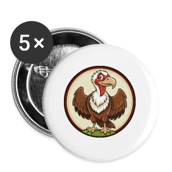 Vulture Coloré Kawaii Dessin Animé Personnage Clipart - Lot de 5 grands badges (56 mm) - blanc - Devant