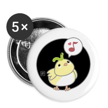 Bird Korean - Japanese Style 02 - Buttons large 2.2''/56 mm (5-pack) - white - Front