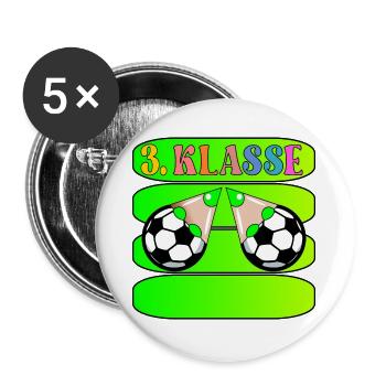 Grundschule 3. Klasse Fußball - Buttons groß 56 mm (5er Pack) - Weiß - Vorne