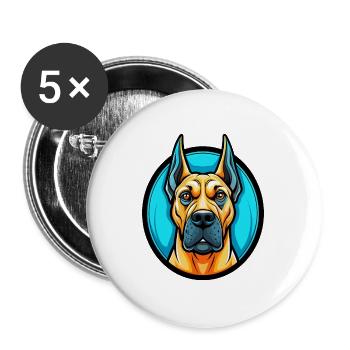 Deutsche Dogge Hund Bunte Kawaii Zeichentrickfigur - Buttons groß 56 mm (5er Pack) - Weiß - Vorne