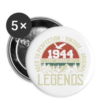 Anniversaire 1944 Vintage 1944 Rétro - Né en 1944 - Lot de 5 grands badges (56 mm) - blanc - Devant
