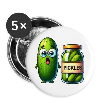 Cucumber's Pickle Predicament: Schockiert und erschüttert! - Buttons groß 56 mm (5er Pack) - Weiß - Vorne