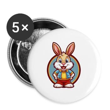 Lapin mignon drôle Kawaii dessin animé Clipart animal de compagnie - Lot de 5 grands badges (56 mm) - blanc - Devant