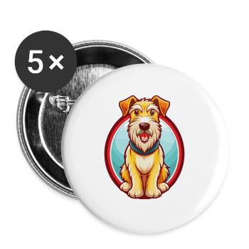 Airedale Terrier Chien Drôle Kawaii Dessin animé Animal - Lot de 5 grands badges (56 mm) - blanc - Devant