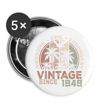 Geboren 1949 Geburtstagsgeschenk 1949 Vintage 1949 - Buttons groß 56 mm (5er Pack) - Weiß - Vorne