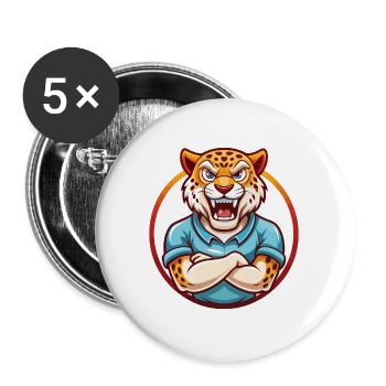 Jaguar Lustige Kawaii Cartoon Clipart Tier Haustier - Buttons groß 56 mm (5er Pack) - Weiß - Vorne