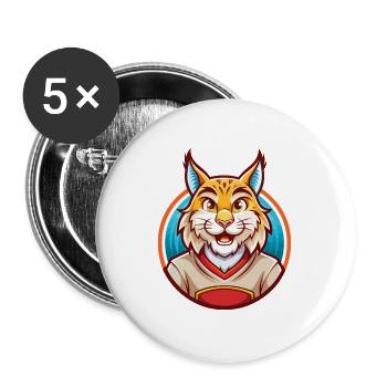 Lynx Cute Funny Kawaii Cartoon Clipart Animal Pet - Buttons large 2.2''/56 mm (5-pack) - white - Front