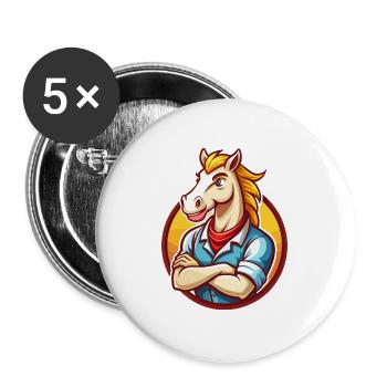 cheval mignon drôle kawaii dessin animé clipart animal de compagnie - Lot de 5 grands badges (56 mm) - blanc - Devant