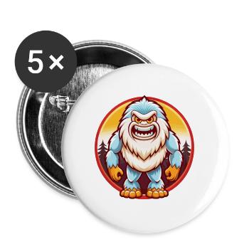Yeti Cute Funny Kawaii Cartoon Clipart Animal Pet - Buttons large 2.2''/56 mm (5-pack) - white - Front