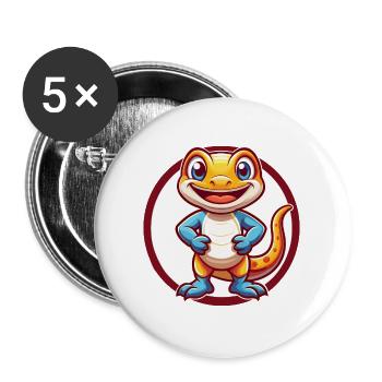 Salamandre Drôle Kawaii Dessin animé Clipart Animal Animal de compagnie - Lot de 5 grands badges (56 mm) - blanc - Devant