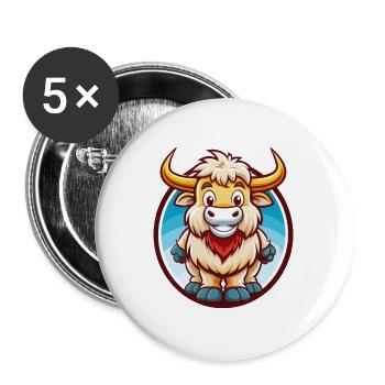 Yak Cute Funny Kawaii Cartoon Clipart Animal Pet - Buttons large 2.2''/56 mm (5-pack) - white - Front