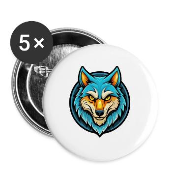 Wolf Colorful Kawaii Cartoon Character Clipart Pet - Buttons large 2.2''/56 mm (5-pack) - white - Front