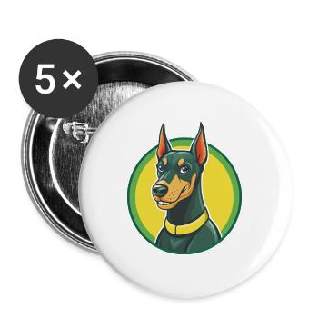 Dobermann Dog Cute Kawaii Cartoon Clipart Animal - Buttons large 2.2''/56 mm (5-pack) - white - Front