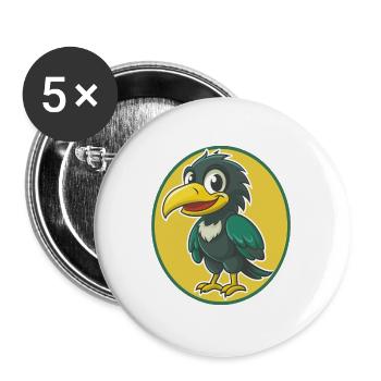 Krähe Niedliche Kawaii Cartoon Clipart Haustier Tier - Buttons groß 56 mm (5er Pack) - Weiß - Vorne