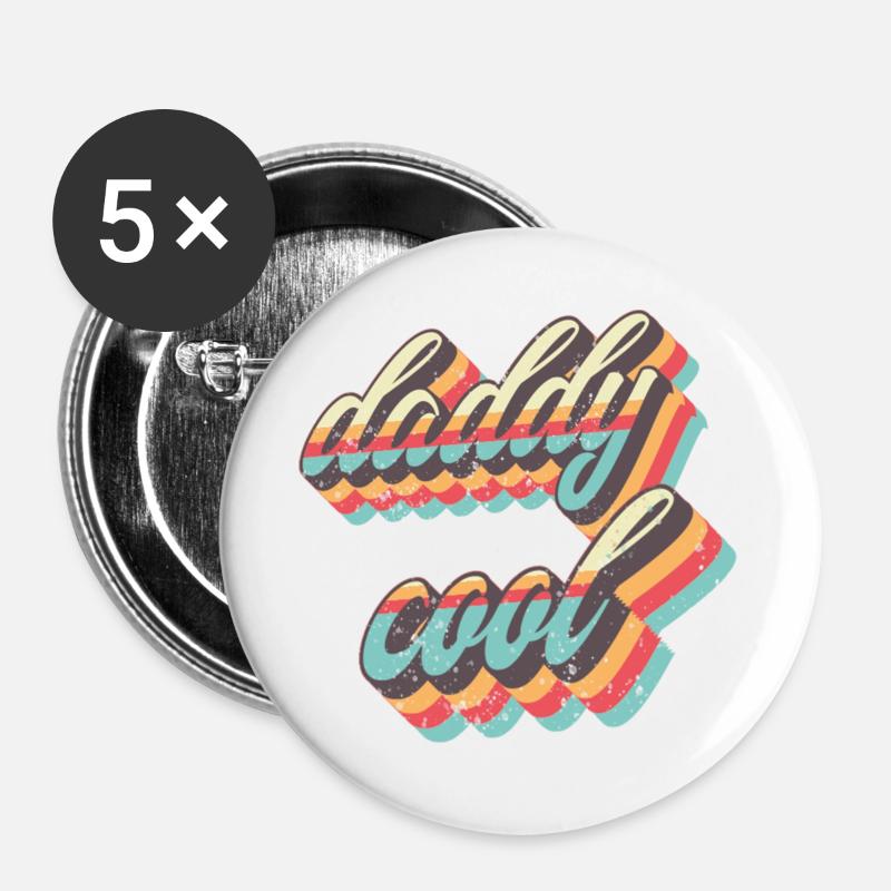 Daddy Cool Retro Straps - Buttons groß 56 mm (5er Pack) - Weiß