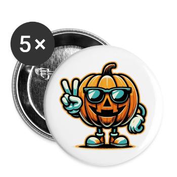 Pumpkin Peace Sign - Buttons large 2.2''/56 mm (5-pack) - white - Front