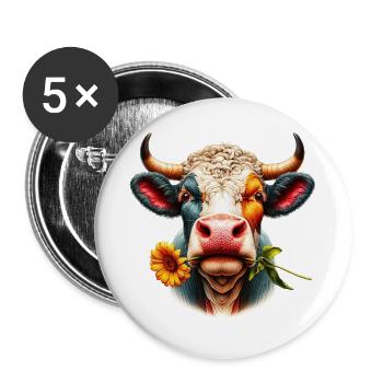 Cow flower flowers - Buttons large 2.2''/56 mm (5-pack) - white - Front
