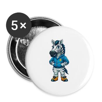 zèbre cool kawaii dessin animé personnage clipart - Lot de 5 grands badges (56 mm) - blanc - Devant
