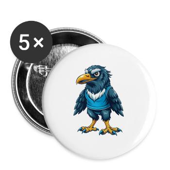 Raven Cool Kawaii Cartoon Character Clipart - Buttons large 2.2''/56 mm (5-pack) - white - Front