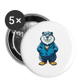 Und täglich grüßt das Murmeltier Cool Kawaii Cartoon Figur Clipart - Buttons groß 56 mm (5er Pack) - Weiß - Vorne