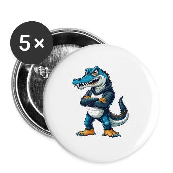 Krokodil Cool Kawaii Cartoon Charakter Clipart - Buttons groß 56 mm (5er Pack) - Weiß - Vorne