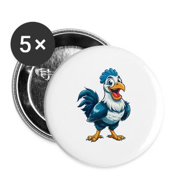 poulet cool kawaii dessin animé personnage clipart - Lot de 5 grands badges (56 mm) - blanc - Devant