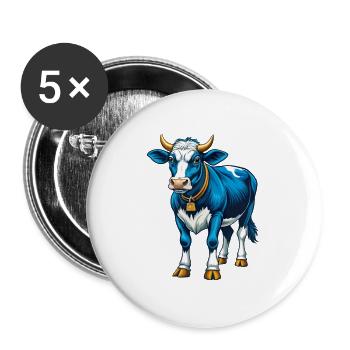 Cow Cool Kawaii Cartoon Character Clipart - Buttons large 2.2''/56 mm (5-pack) - white - Front