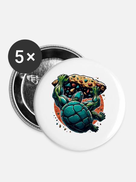 Bouldern Schildkröte Klettern Geschenk - Buttons groß 56 mm (5er Pack) - Weiß
