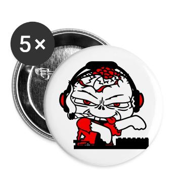 Zombie Monster DJ Horror Mixer Party Music - Buttons large 2.2''/56 mm (5-pack) - white - Front