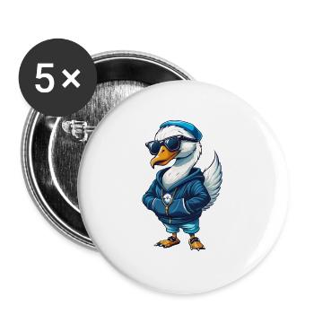cygne cool personnage de dessin animé Kawaii Clipart - Lot de 5 grands badges (56 mm) - blanc - Devant