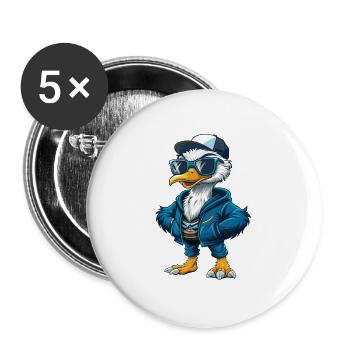 Strauß Cool Cartoon Figur Kawaii Clipart - Buttons groß 56 mm (5er Pack) - Weiß - Vorne