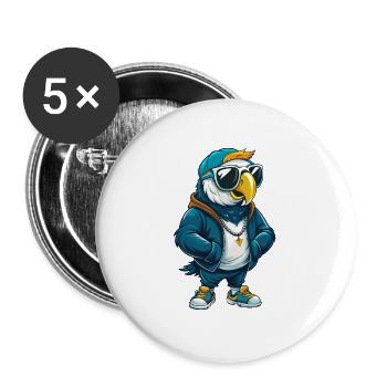 Papagei Cool Cartoon Figur Kawaii Clipart - Buttons groß 56 mm (5er Pack) - Weiß - Vorne